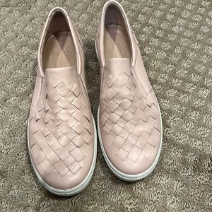 Ecco pink leather braided loafer slip on. Worn 1x